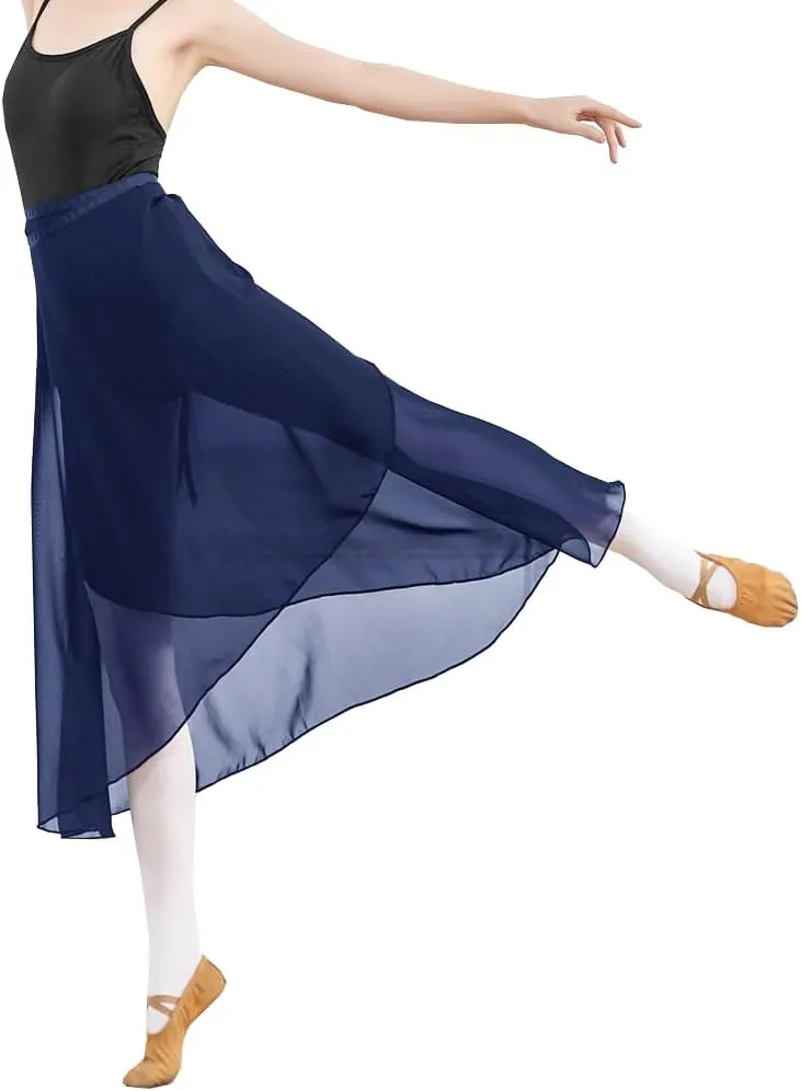 Adult Long Flowy Sheer Chiffon Wrap Scarf Midi Skirt for Ballet Dance Skate Performance