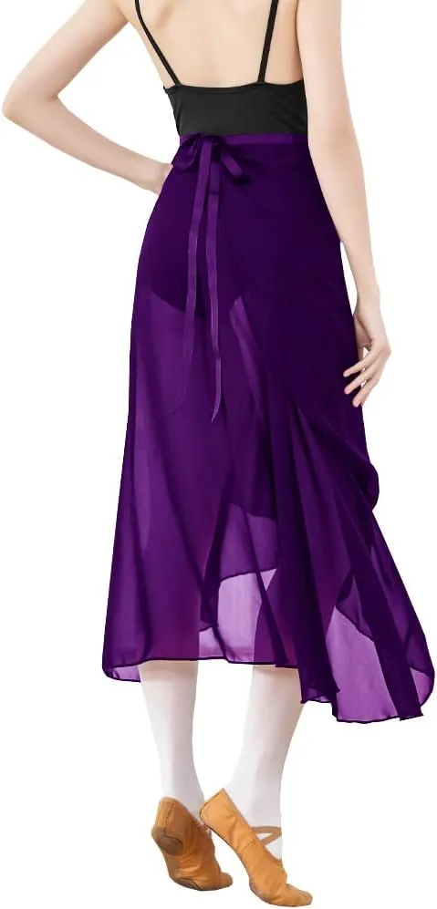 Adult Long Flowy Sheer Chiffon Wrap Scarf Midi Skirt for Ballet Dance Skate Performance