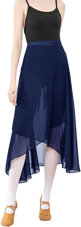 Adult Long Flowy Sheer Chiffon Wrap Scarf Midi Skirt for Ballet Dance Skate Performance