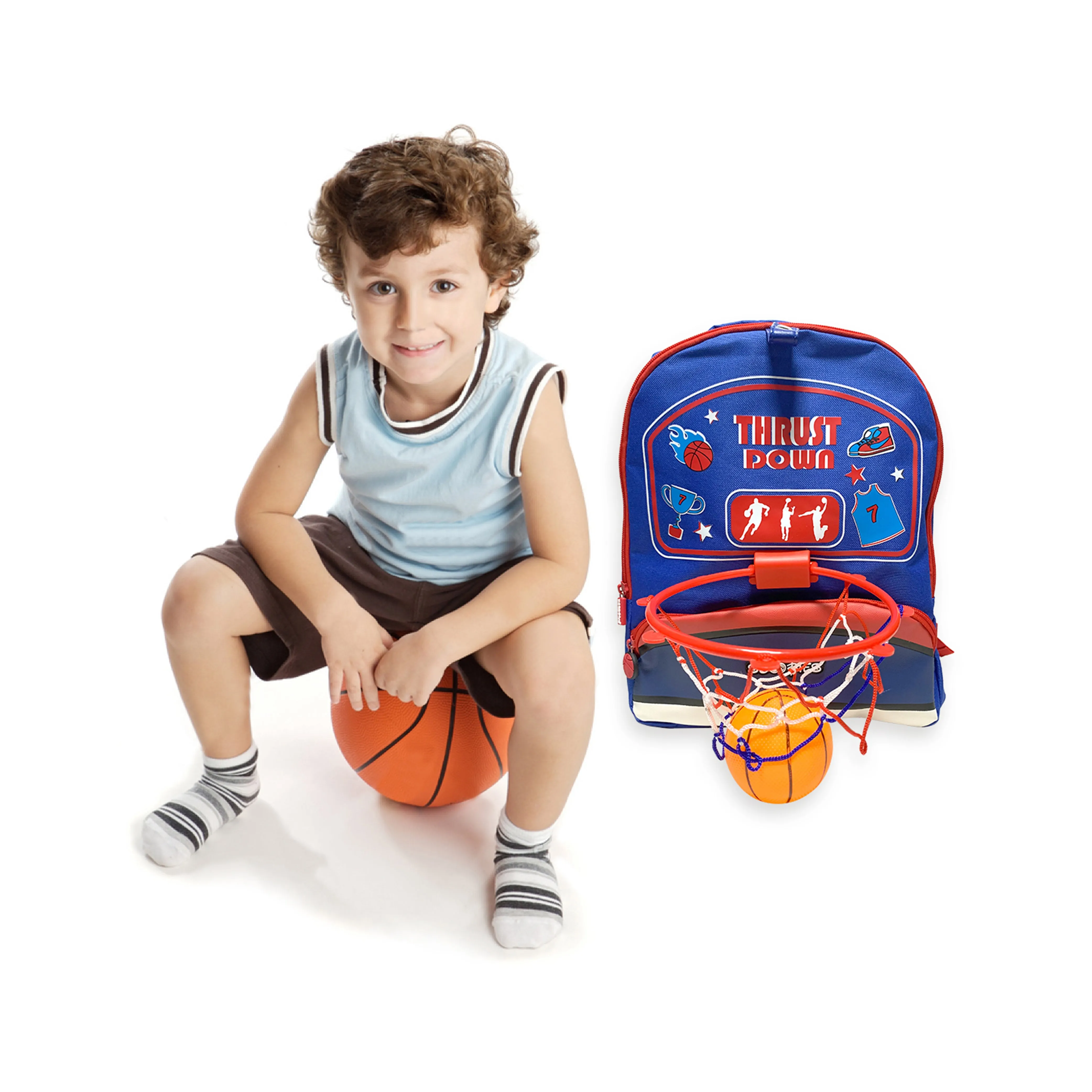 Basketball Love Jr Backpack | With Pulldown Basketball Hoop & Ball | Funky Design