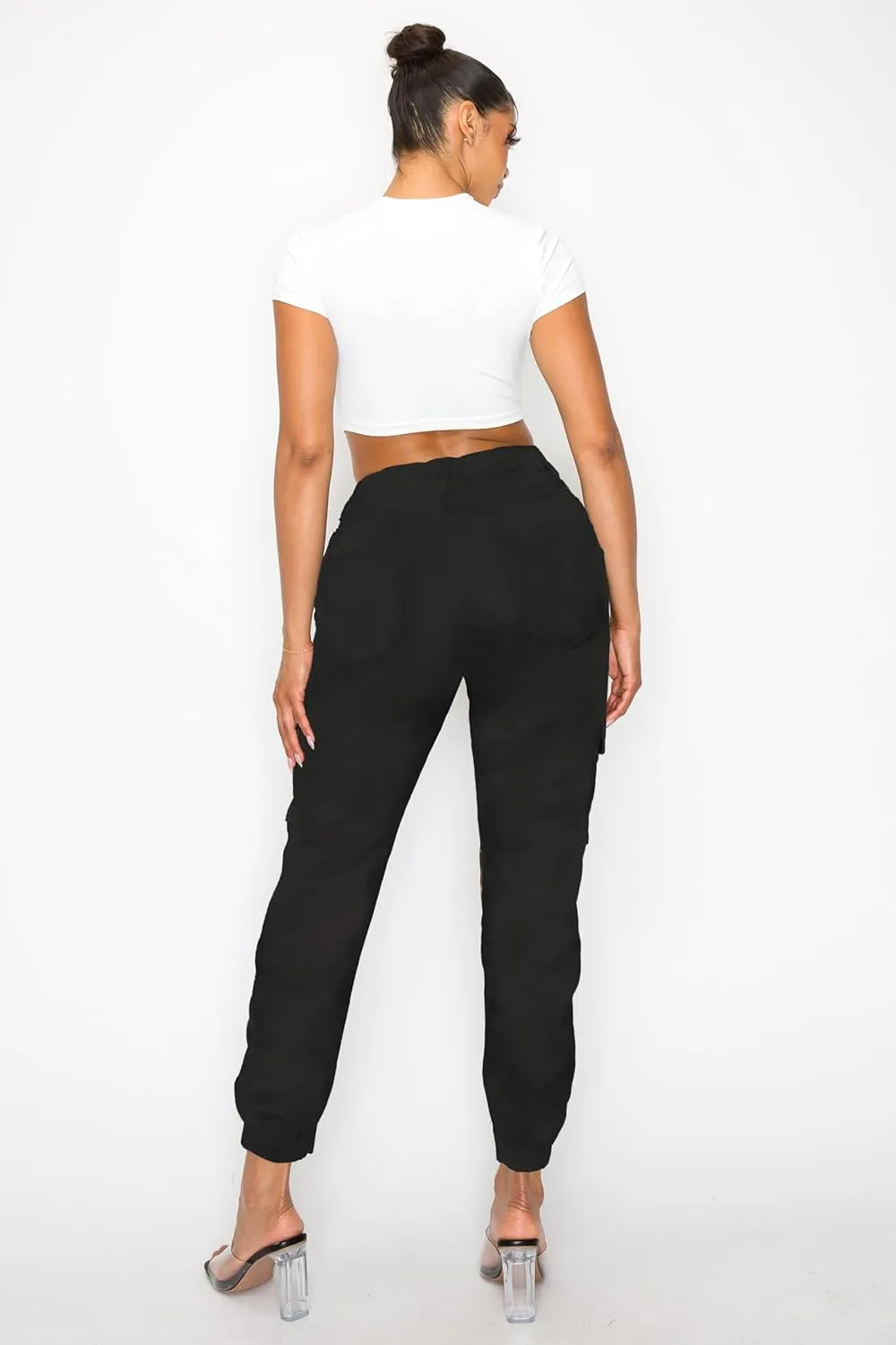 BWN Women's Camo Cargo Jogger Pants  Slim Fit Army High Waisted Joggers Fatigue Elastic Waistband Tapered Camouflage Trouser
