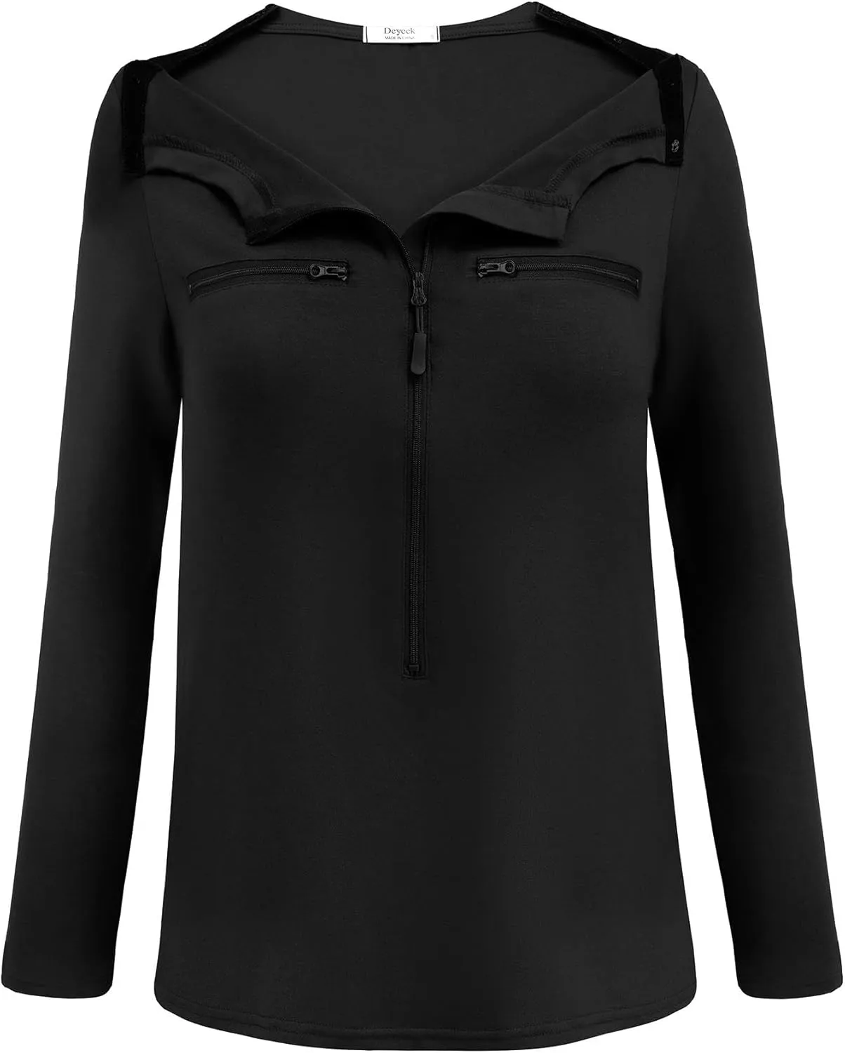 Deyeek Chemo Port Shirts for Women 2 Side Snaps Long Sleeve Shoulder Post Surgery Clothing Dialysis Breast Cancer Shirts