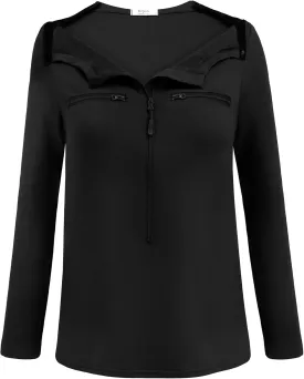 Deyeek Chemo Port Shirts for Women 2 Side Snaps Long Sleeve Shoulder Post Surgery Clothing Dialysis Breast Cancer Shirts