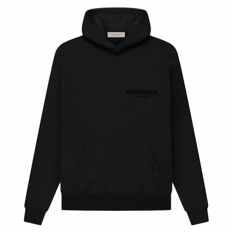 Black Fear of God Essentials Hoodie - Core Collection, Stretch Limo