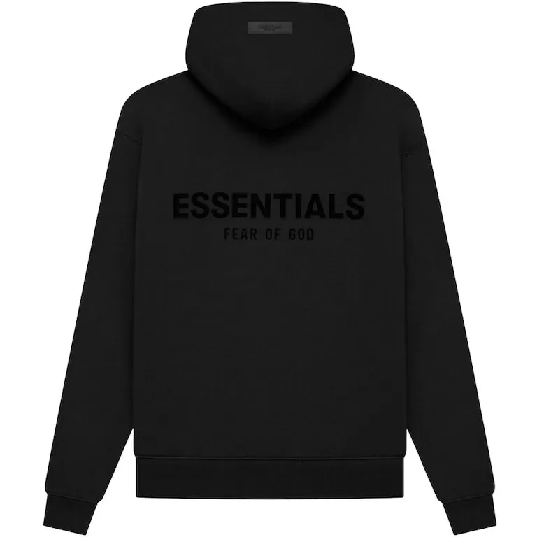 Black Fear of God Essentials Hoodie - Core Collection, Stretch Limo