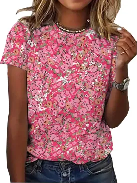 Floral Plants T Shirt for Women Wildflower Graphic Tees Plant Lover Shirts Short Sleeve Casual Basic Tops