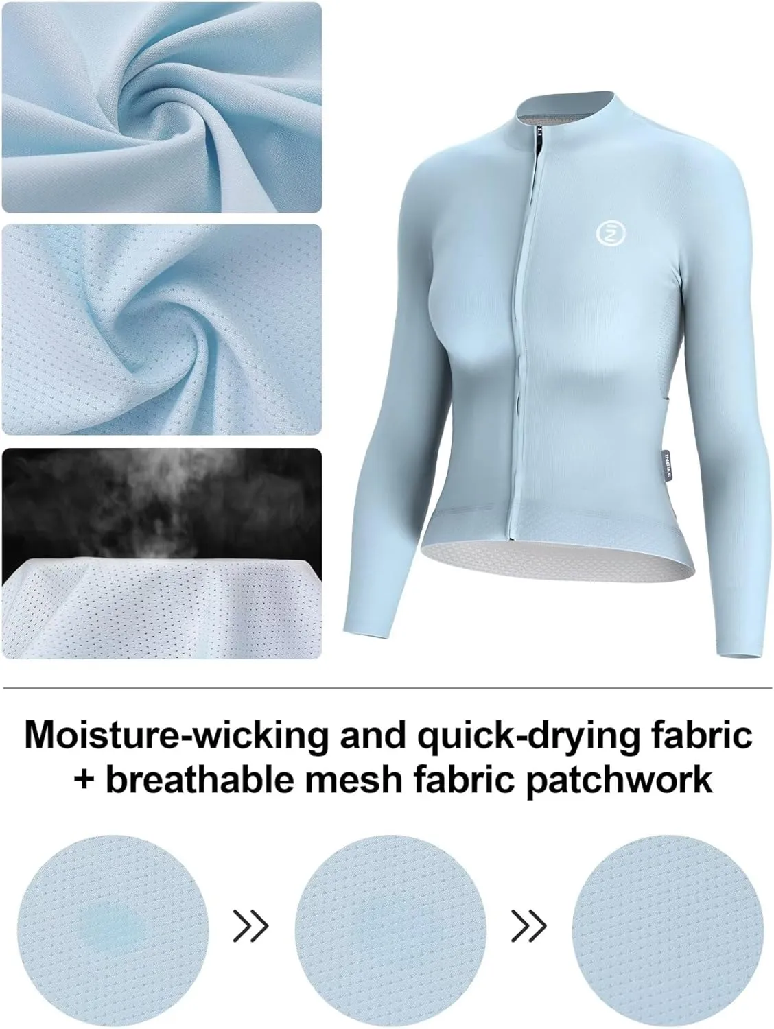INBIKE Cycling Jersey Women Long Sleeve, Breathable Bike Shirts with Pockets, Bicycle Clothing for Road Biking Riding