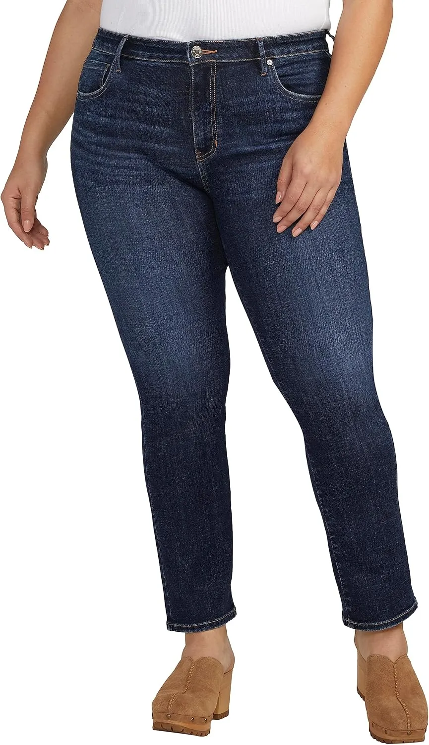 JAG Women's Plus Size Cassie Mid Rise Slim Straight Leg Jeans & Pants-Legacy