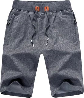 JustSun Mens Shorts Casual Sports with Elastic Waist Zipper Pockets