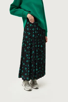 Long Skirt With Heart Prints