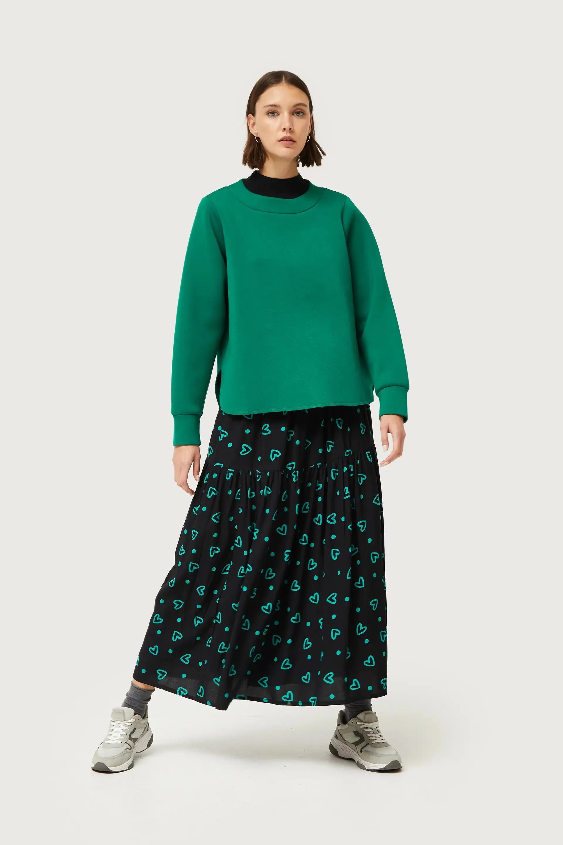 Long Skirt With Heart Prints
