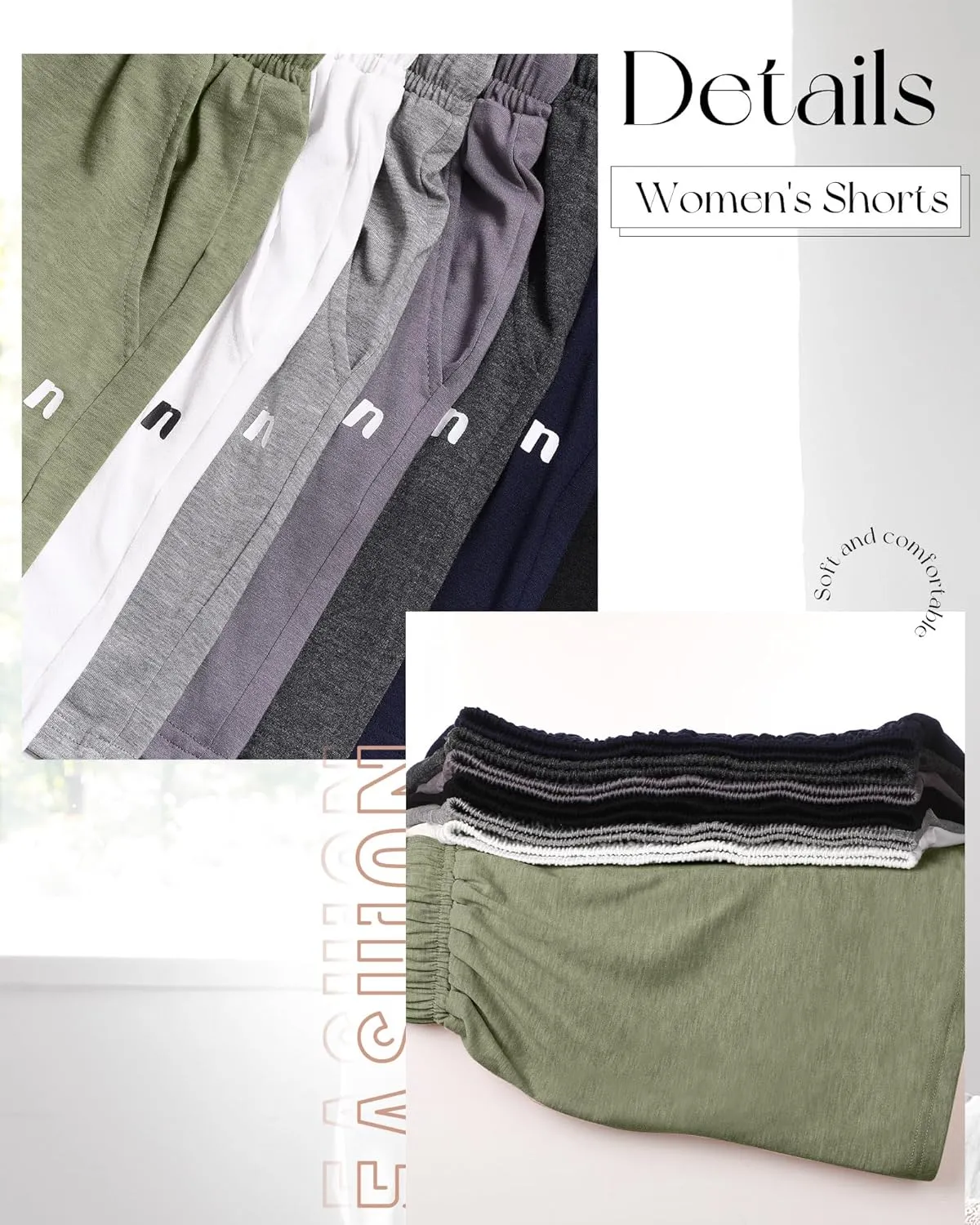 Neer 3 Pack Women's Sweat Shorts, Summer Drawstring Cotton Shorts with Pocket Loose Athletic Lounge Casual Running Bottoms
