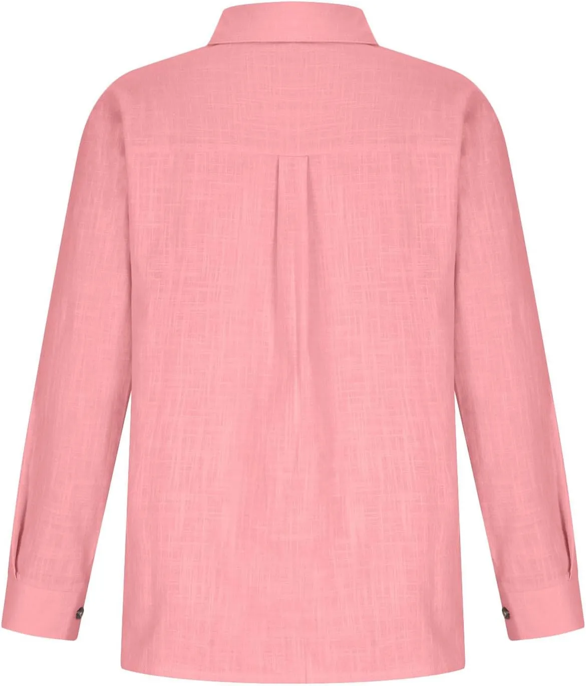 Oversized Linen Shirts Women Button Down V Neck Long Sleeve Casual Summer Tops with Pockets Beach Blouses