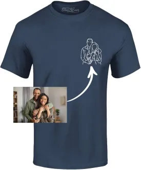 Personalized Custom Couples or Family Photo to Minimal Outline Sketch Art T-Shirt