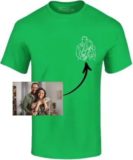 Personalized Custom Couples or Family Photo to Minimal Outline Sketch Art T-Shirt