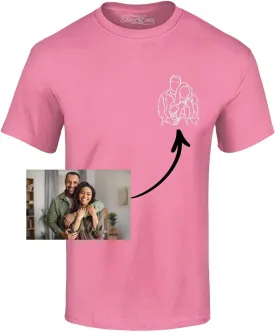 Personalized Custom Couples or Family Photo to Minimal Outline Sketch Art T-Shirt