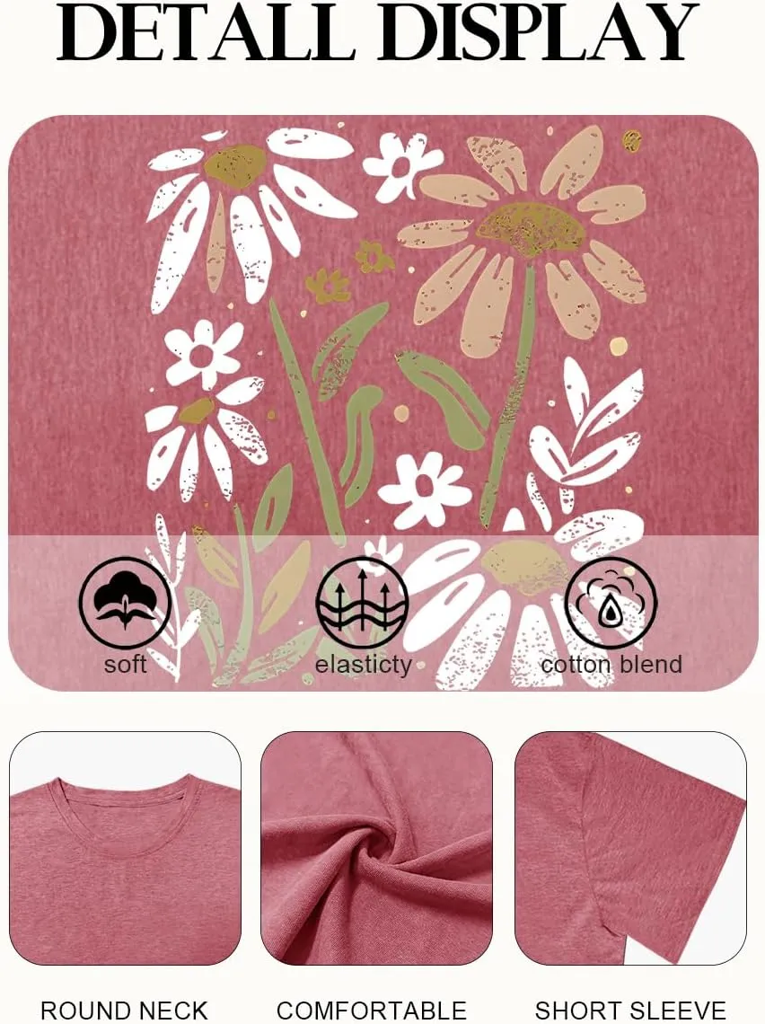 Sunflower Shirts for Women Faith Graphic Tees Short Sleeve Loose Fit Butterfly Teen Girls T Shirt Summer Tops