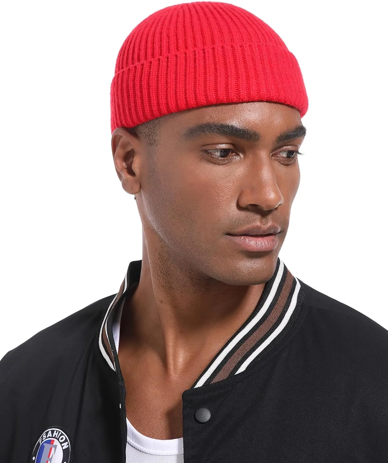 Swag Wool Short Fisherman Beanie for Men Women, Knit Cuff Warm Winter Hats, Soft Trawler Skull Cap Watch Hat Unisex