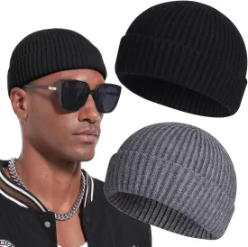 Swag Wool Short Fisherman Beanie for Men Women, Knit Cuff Warm Winter Hats, Soft Trawler Skull Cap Watch Hat Unisex