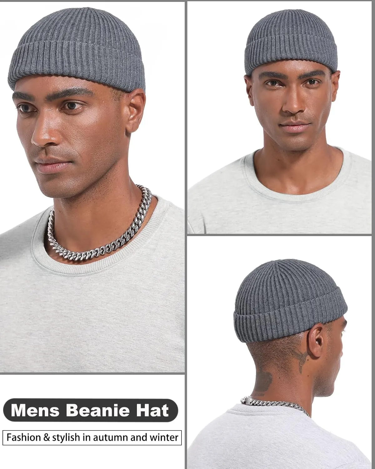 Swag Wool Short Fisherman Beanie for Men Women, Knit Cuff Warm Winter Hats, Soft Trawler Skull Cap Watch Hat Unisex