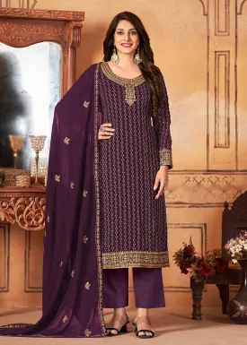 Traditional Incredible Purple Embroidered Festival Salwar Suit