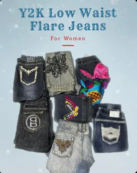 Trendy Y2K low waist large flare bottom jeans