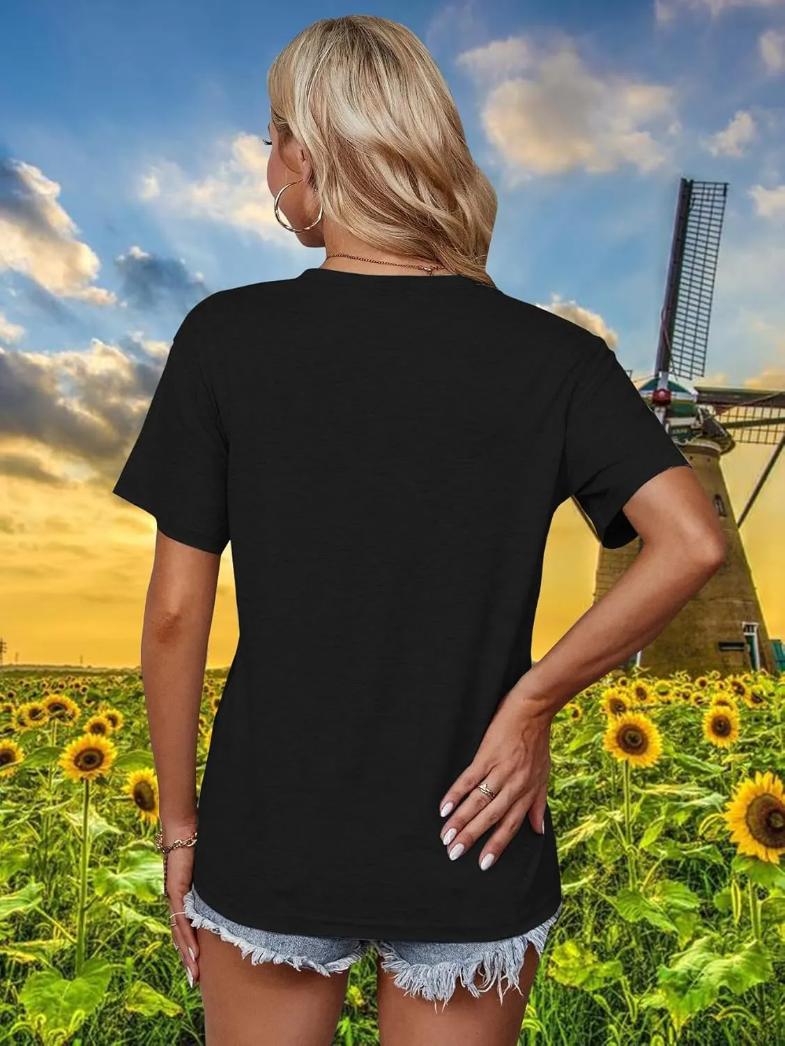 Women Boho Wildflower Shirts Funny Flower Plant T Shirt Cute Daisy Graphic Tees Short Sleev Vacation Tops