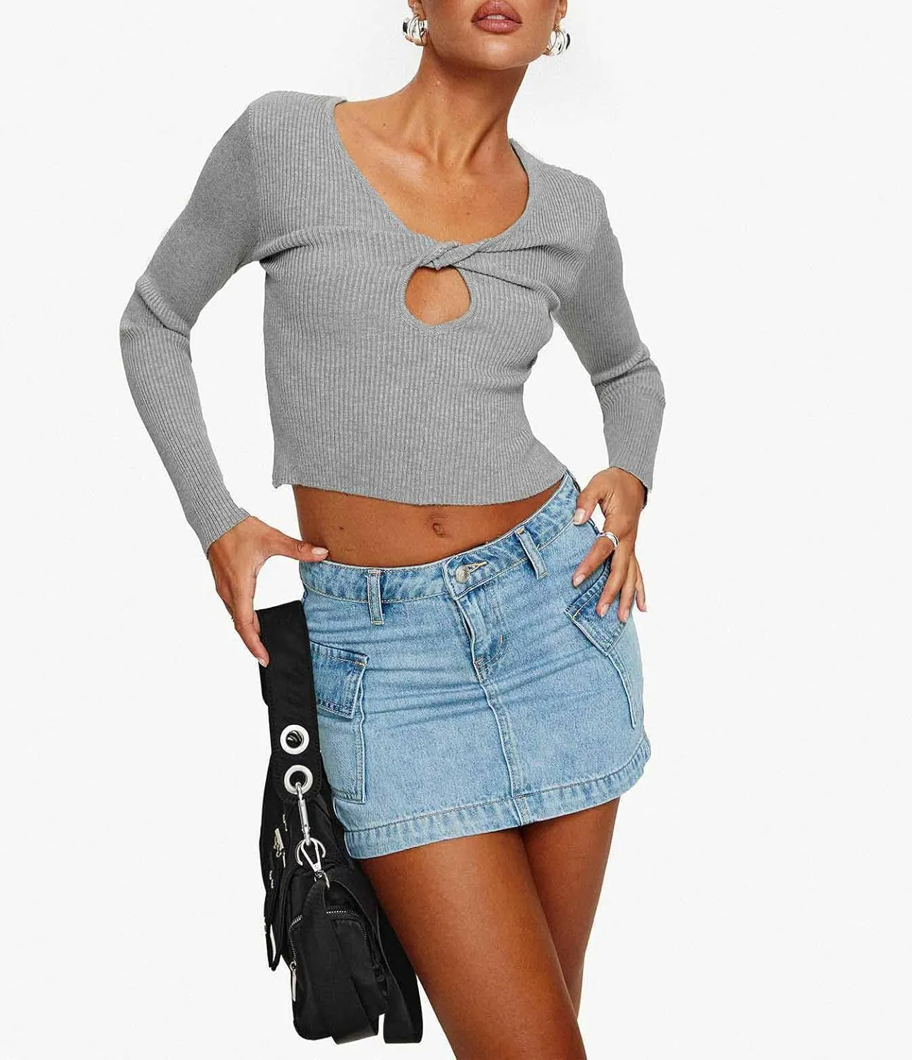Women Denim Cargo Skirt with Pockets Y2k Low Waisted Mini Skirts Mid Rise Short Jean Skirt Streetwear