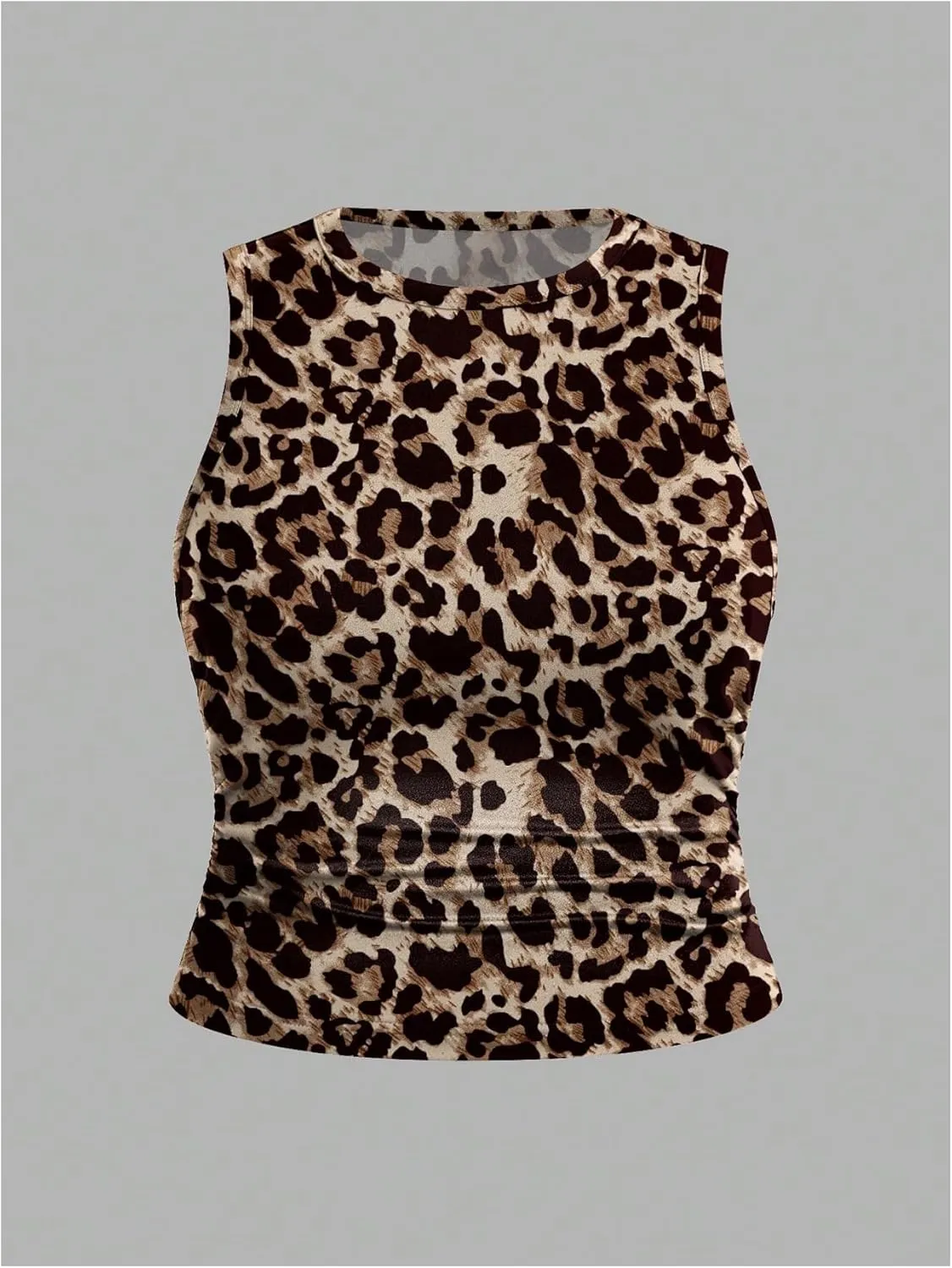 Women's Plus Size 3 Pack Graphic Tank Top Leopard Bow Ruched Crop Tops Sleeveless Summer Clothes