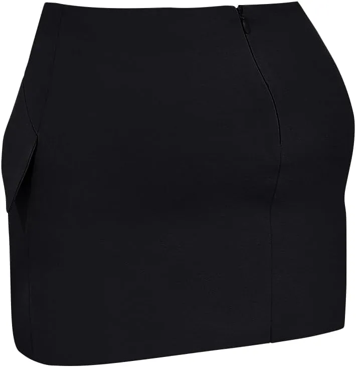 YMDUCH Women's Trendy Casual Mid-Waist Stretchy Fitted Bodycon Party Club Mini Pencil Skirts