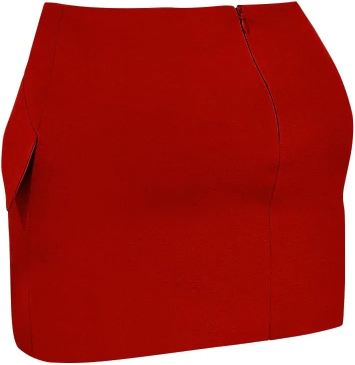 YMDUCH Women's Trendy Casual Mid-Waist Stretchy Fitted Bodycon Party Club Mini Pencil Skirts